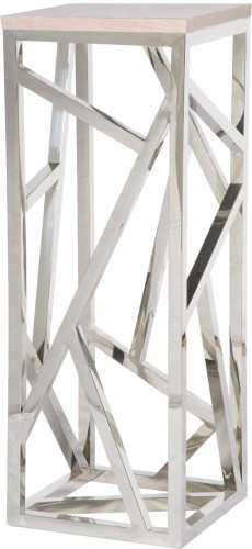 консоль geometric высокая 40x40x110 хром, белая столешница в Ангарске