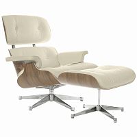 кресло eames style lounge chair & ottoman кремовое в Ангарске