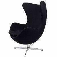 кресло arne jacobsen style egg chair черное в Ангарске