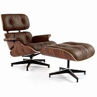 кресло eames style lounge chair & ottoman premium коричневое в Ангарске