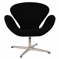 кресло arne jacobsen style swan chair черная шерсть в Ангарске