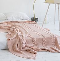 комплект плед с косами (180*220) и 2 наволочки (50*50) св. персик в Ангарске