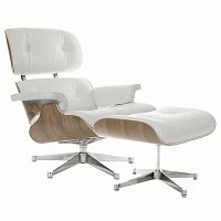 кресло eames style lounge chair & ottoman белое в Ангарске