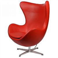 кресло arne jacobsen style egg chair кожа красное в Ангарске