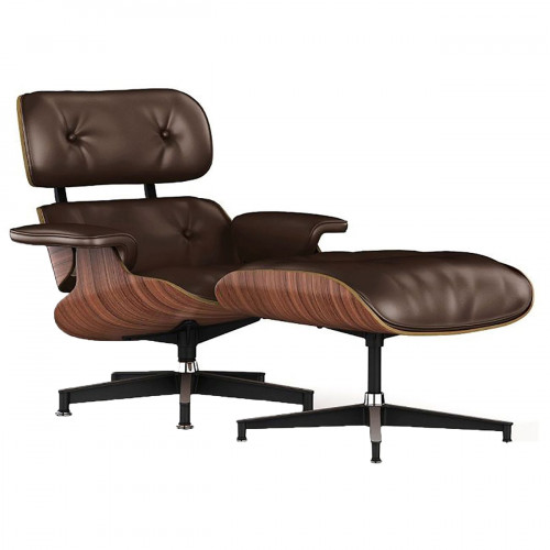 кресло lounge chair & ottoman коричневое в Ангарске