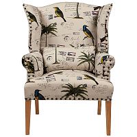 кресло мягкое с ушами quinn tufted armchair бежевое с рисунком в Ангарске