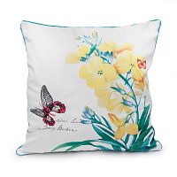 декоративная подушка белая с желтым цветком botanical style в Ангарске