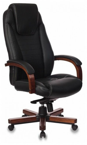кресло для руководителя бюрократ бюрократ t-9923 walnut, обивка: натуральная кожа, цвет: кожа (black) в Ангарске